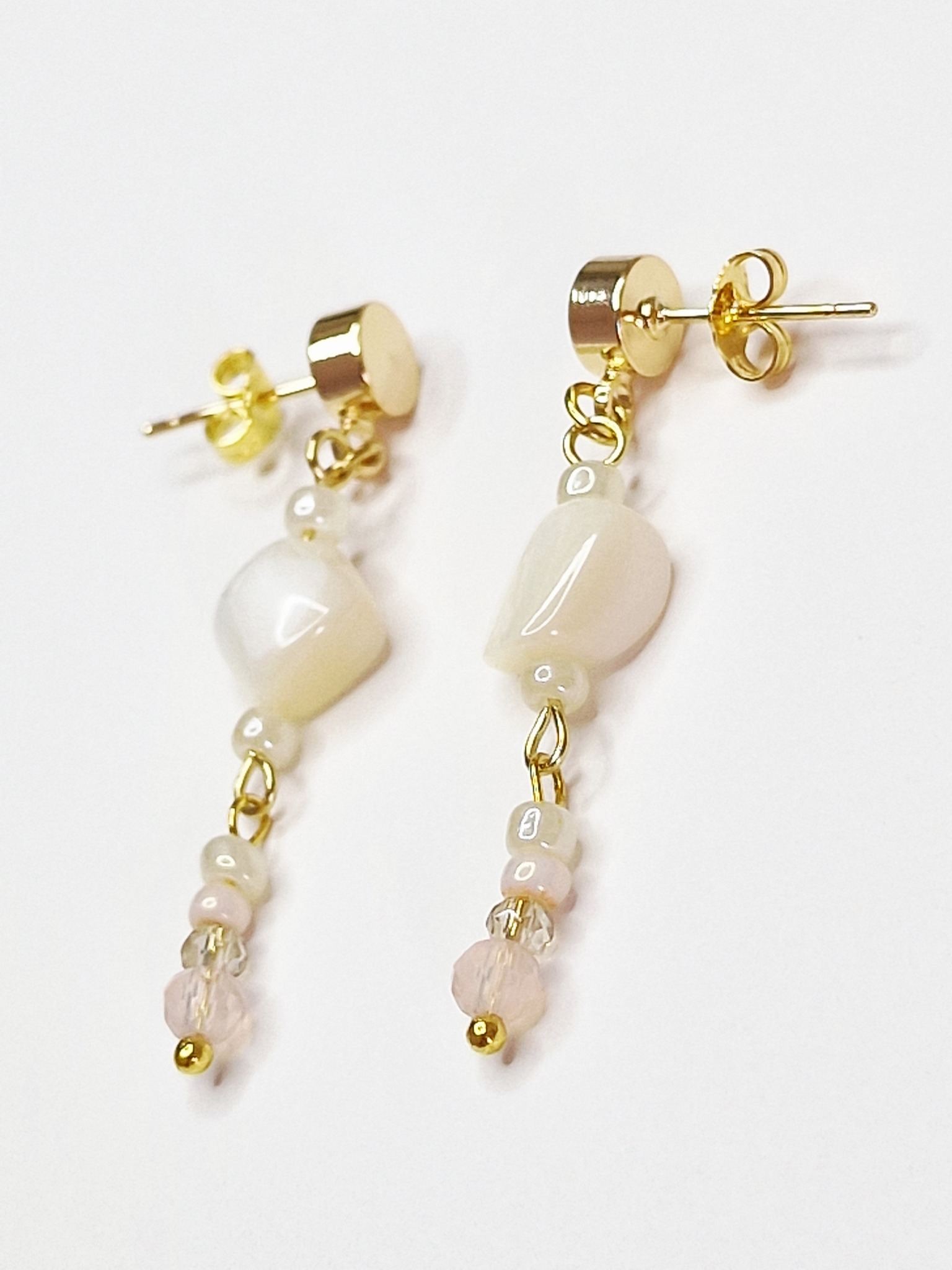 Boucles nacre, boucles acier inoxydable