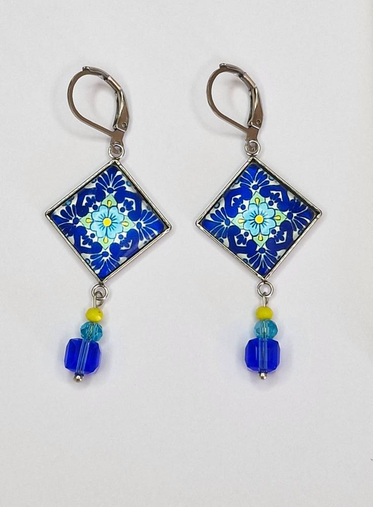 Boucles d'oreilles bleues