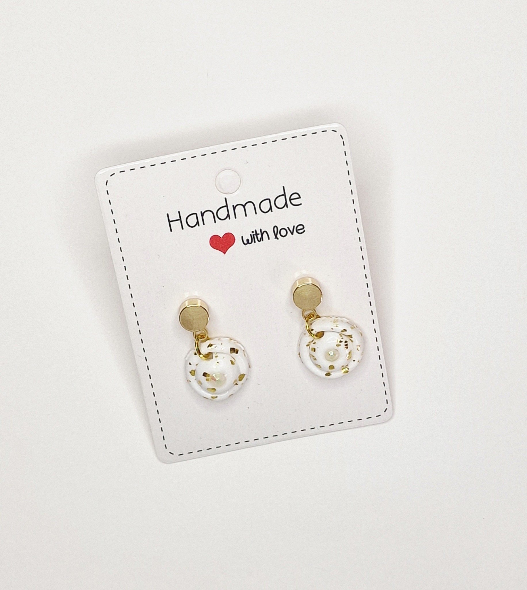 Boucles d'oreilles Blanches et dorées